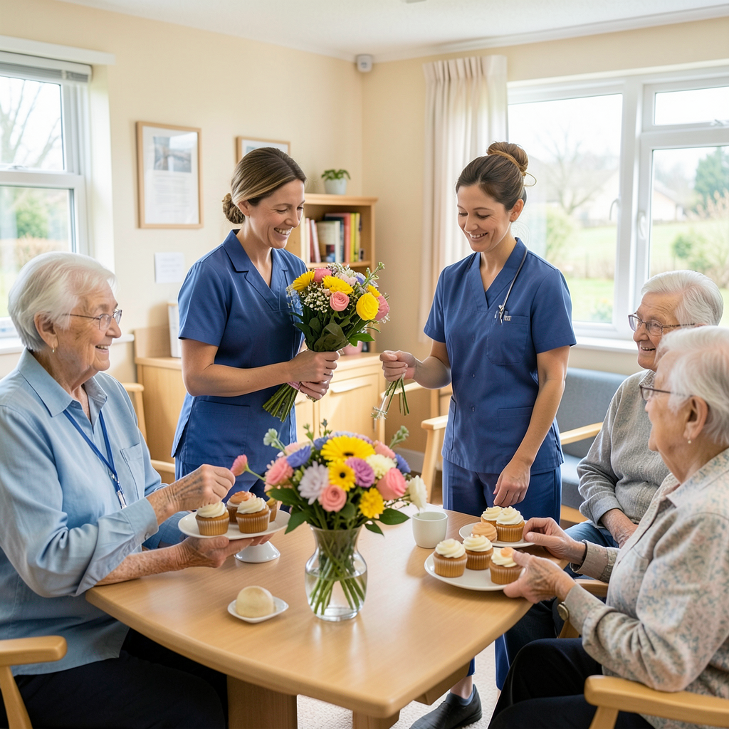 Oxford care home celebrates Housekeeping Week with flowers and cupcakes for staff